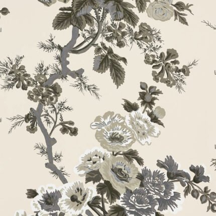 PYNE HOLLYHOCK CHARCOAL Wallpaper by Schumacher