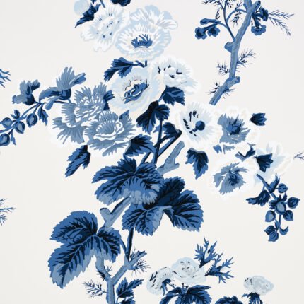 PYNE HOLLYHOCK INDIGO Wallpaper by Schumacher