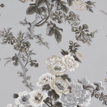 PYNE HOLLYHOCK GRISAILLE Wallpaper by Schumacher
