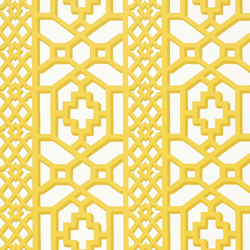 5006940.jpg ZANZIBAR TRELLIS CANARY Wallpaper by Schumacher - Image 1