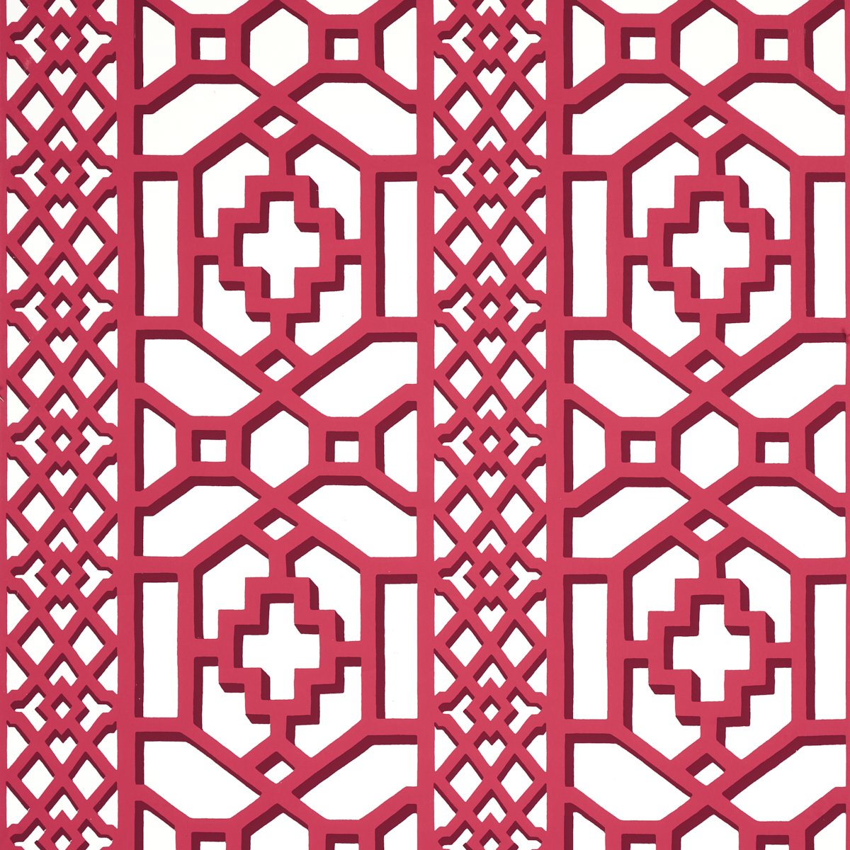 5006948.jpg ZANZIBAR TRELLIS LAQUER RED Wallpaper by Schumacher - Image 1
