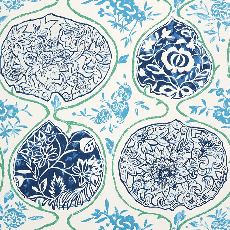 5006961.jpg KATSUGI COBALT & TURQUOISE Wallpaper by Schumacher - Image 1