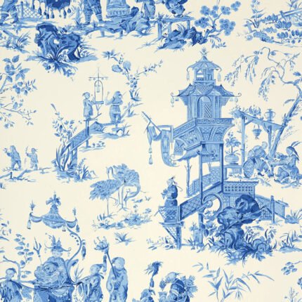 CHINOIS CHINA BLUE Wallpaper by Schumacher
