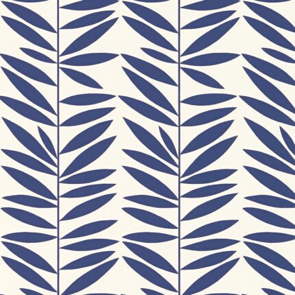 Leaf Stripe MARINE Wallpaper by Schumacher