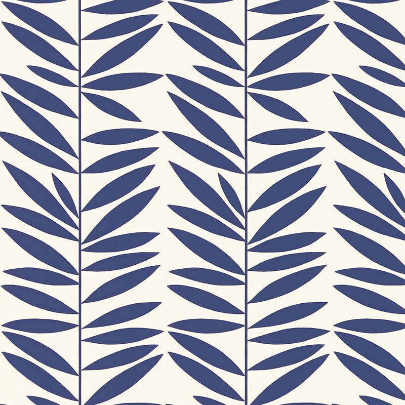 5007512.jpg Leaf Stripe MARINE Wallpaper by Schumacher - Image 1