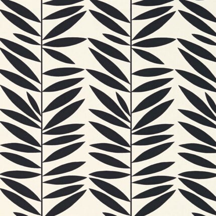 Leaf Stripe EBONY Wallpaper by Schumacher