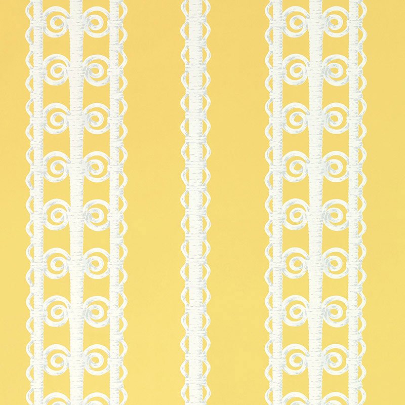 5007722.jpg WICKER STRIPE LEMON BLOSSOM Wallpaper by Schumacher - Image 1