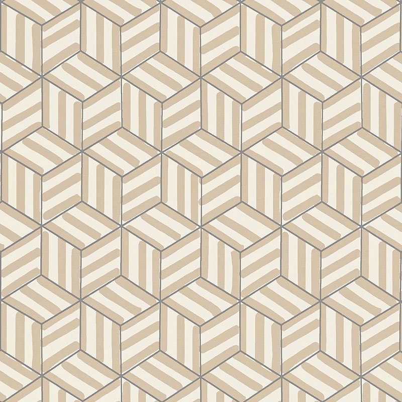 5007960.jpg TUMBLING BLOCKS GREIGE Wallpaper by Schumacher - Image 1
