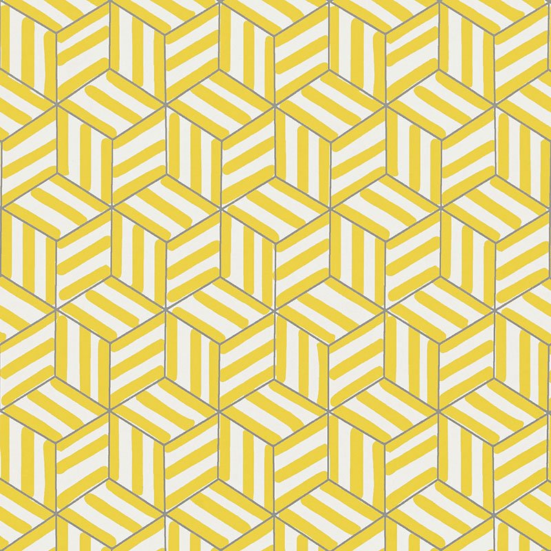 5007961.jpg TUMBLING BLOCKS CITRON Wallpaper by Schumacher - Image 1