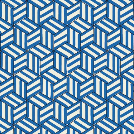 TUMBLING BLOCKS COBALT Wallpaper by Schumacher