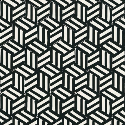 TUMBLING BLOCKS BLACK Wallpaper by Schumacher