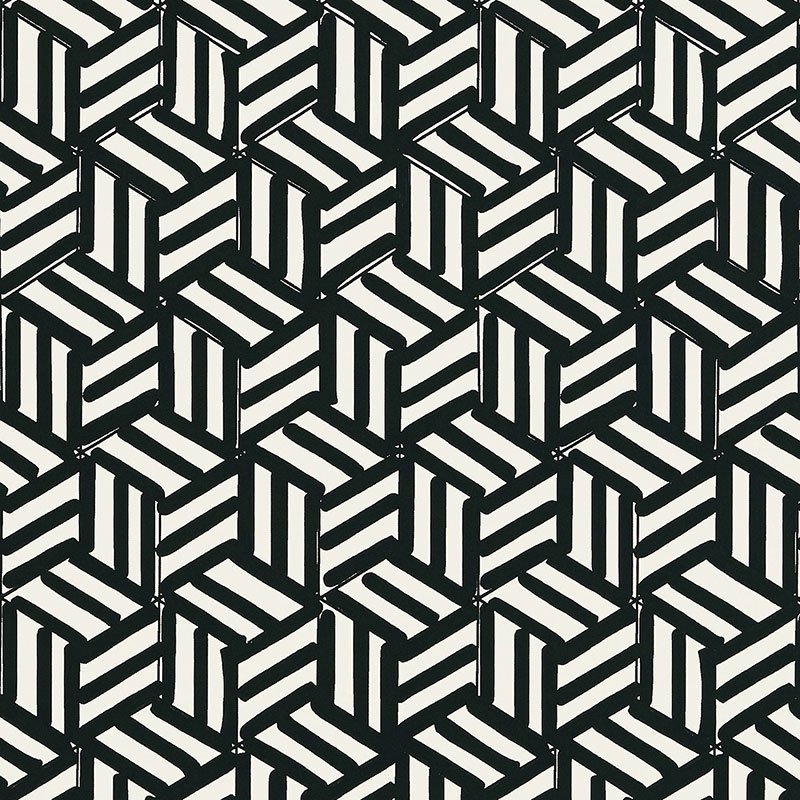 5007964.jpg TUMBLING BLOCKS BLACK Wallpaper by Schumacher - Image 1