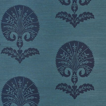OTTOMAN FLOWER SISAL PEACOCK Grasscloth Wallcovering by Schumacher