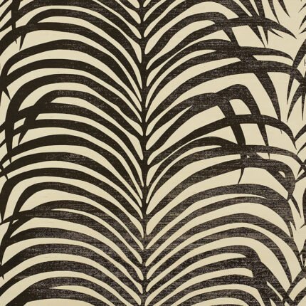 ZEBRA PALM SISAL BLACK ON IVORY Grasscloth Wallcovering by Schumacher