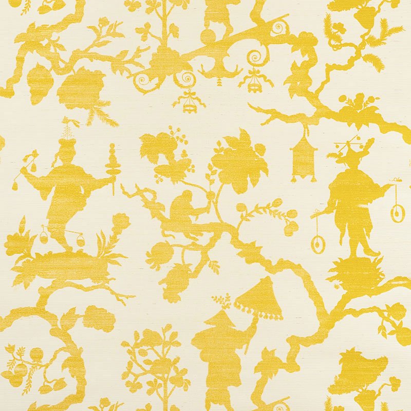 5008250.jpg SHANTUNG SILHOUETTE SISAL YELLOW Grasscloth Wallcovering by Schumacher - Image 1