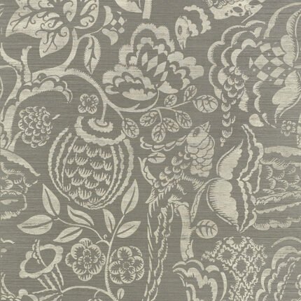 UCCELLO SISAL GREY Grasscloth Wallcovering by Schumacher