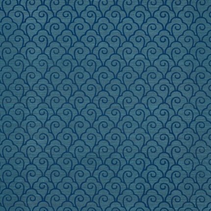 SCALLOP FILIGREE SISAL LAPIS ON PEACOCK Grasscloth Wallcovering by Schumacher
