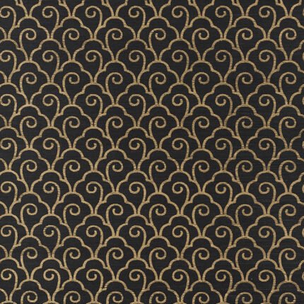 SCALLOP FILIGREE SISAL GOLD ON JET Grasscloth Wallcovering by Schumacher