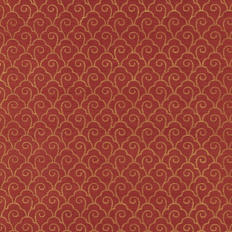 5008302.jpg SCALLOP FILIGREE SISAL GOLD ON LACQUER Grasscloth Wallcovering by Schumacher - Image 1