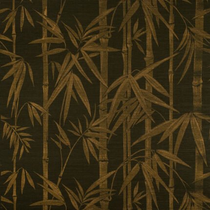 LES BAMBOUS SISAL GOLD ON JET Grasscloth Wallcovering by Schumacher