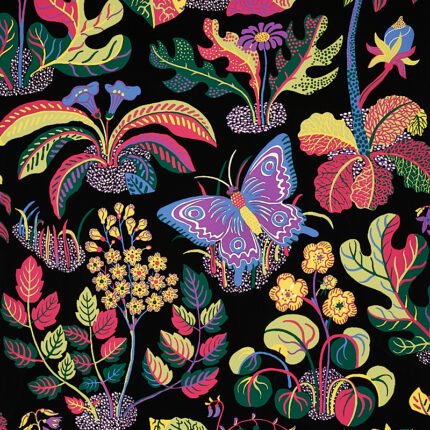 EXOTIC BUTTERFLY BLACK Wallpaper by Schumacher