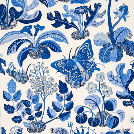 EXOTIC BUTTERFLY MARINE Wallpaper by Schumacher
