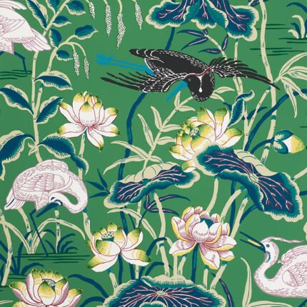 Lotus Garden JADE Wallpaper by Schumacher