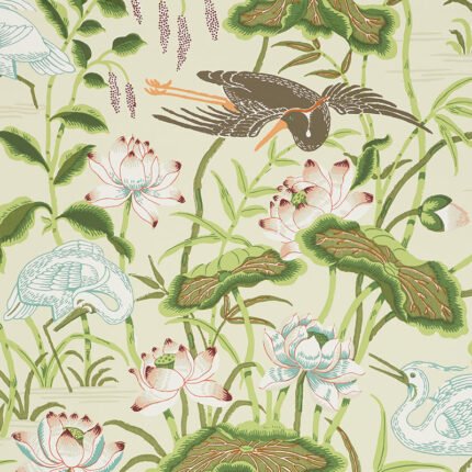 Lotus Garden PARCHMENT Wallpaper by Schumacher
