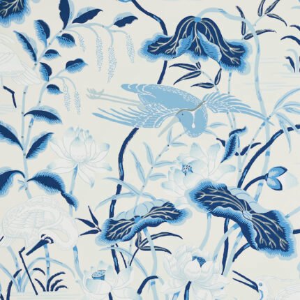 Lotus Garden PORCELAIN Wallpaper by Schumacher