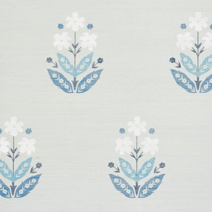 FLOWERET SISAL BLUES Wallpaper by Schumacher