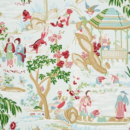YANGTZE RIVER AQUA Wallpaper by Schumacher