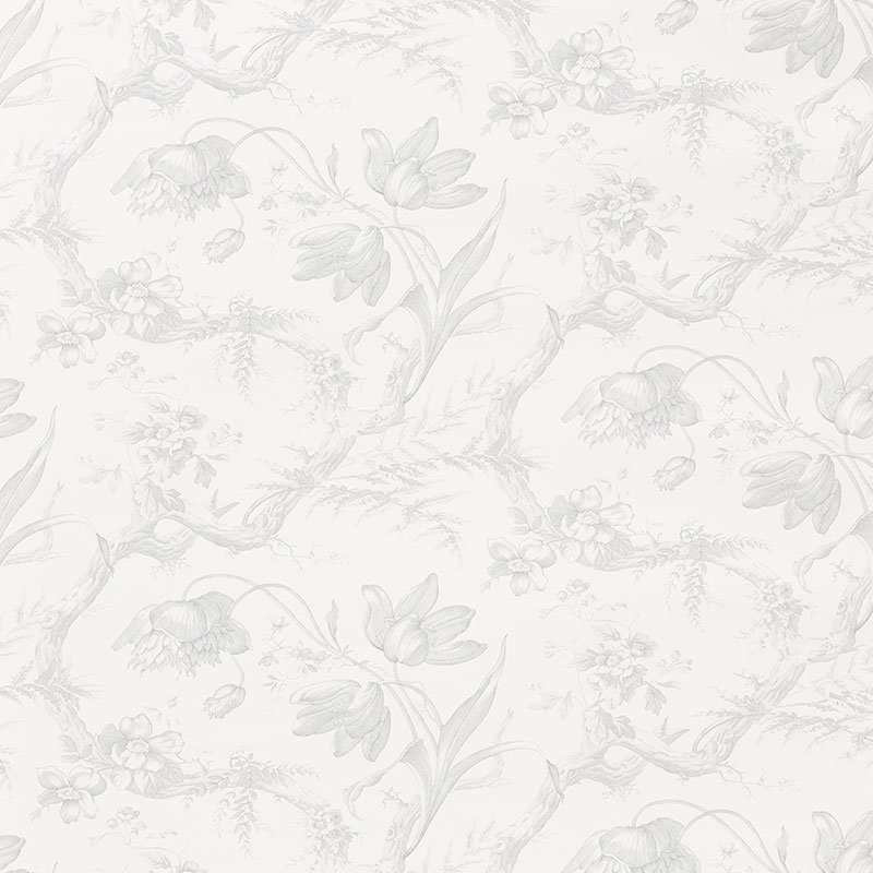 5009120.jpg Toile De Fleurs GRISAILLE Wallpaper by Schumacher - Image 1