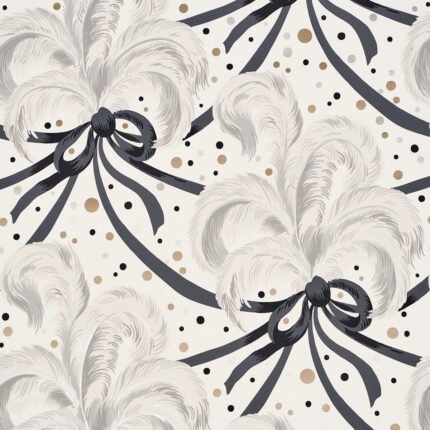 PLUMES ET RUBANS CHAMPAGNE Wallpaper by Schumacher