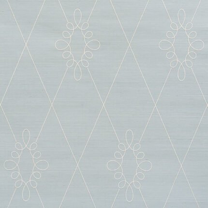 SYLVIE EMBROIDERED SISAL WATER BLUE Grasscloth Wallcovering by Schumacher