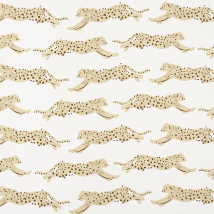 LEAPING LEOPARDS SAND Wallpaper by Schumacher