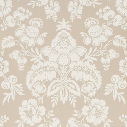 SIMONE DAMASK STONE Wallpaper by Schumacher