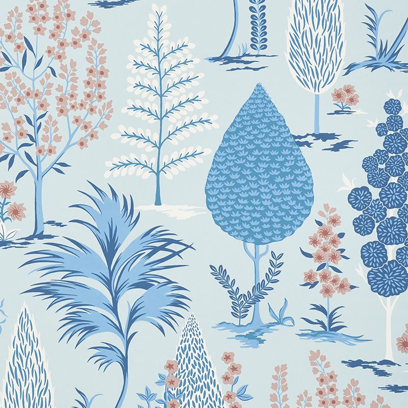 5009960.jpg PANDORA DELFT & ROSE Wallcovering by Schumacher Palampore Wallpaper SCH-5009960