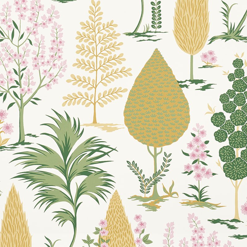 5009962.jpg PANDORA YELLOW & PINK Wallcovering by Schumacher Palampore Wallpaper SCH-5009962