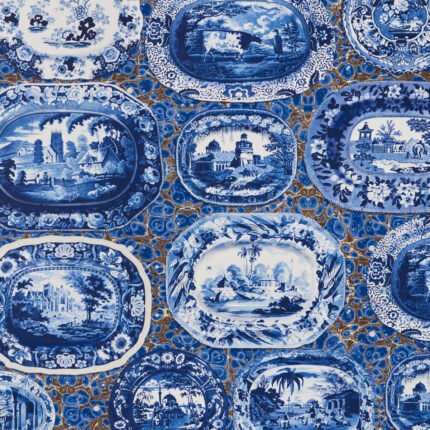 PLATES & PLATTERS BLUE Wallcovering by Schumacher