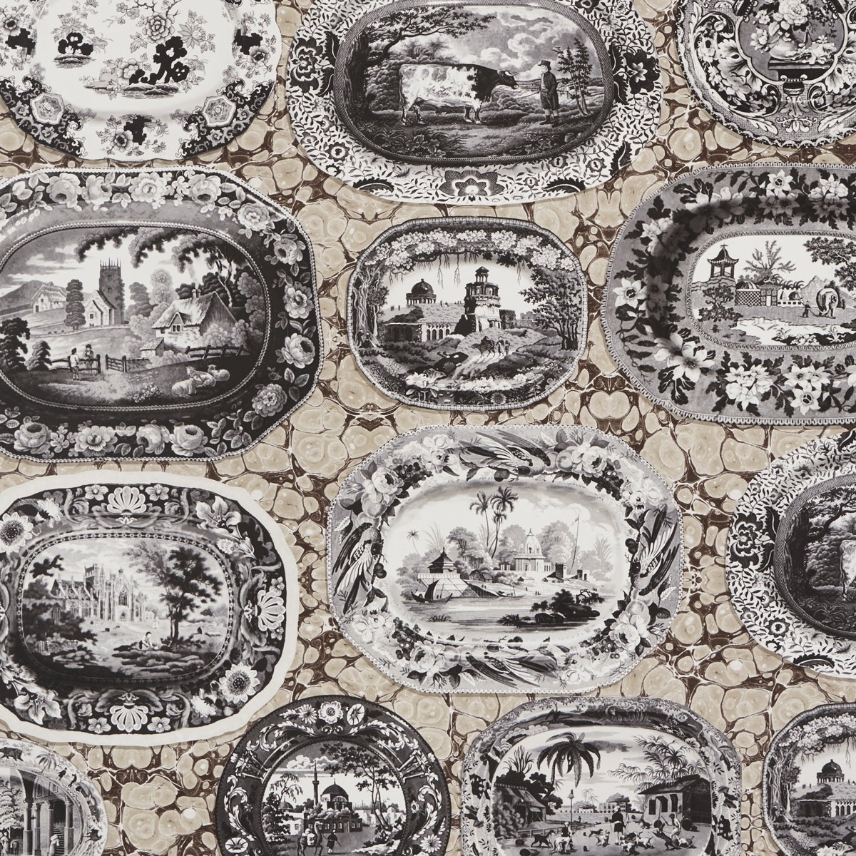 5010411.jpg PLATES & PLATTERS NEUTRAL Wallcovering by Schumacher Johnson Hartig Wallpaper SCH-5010411
