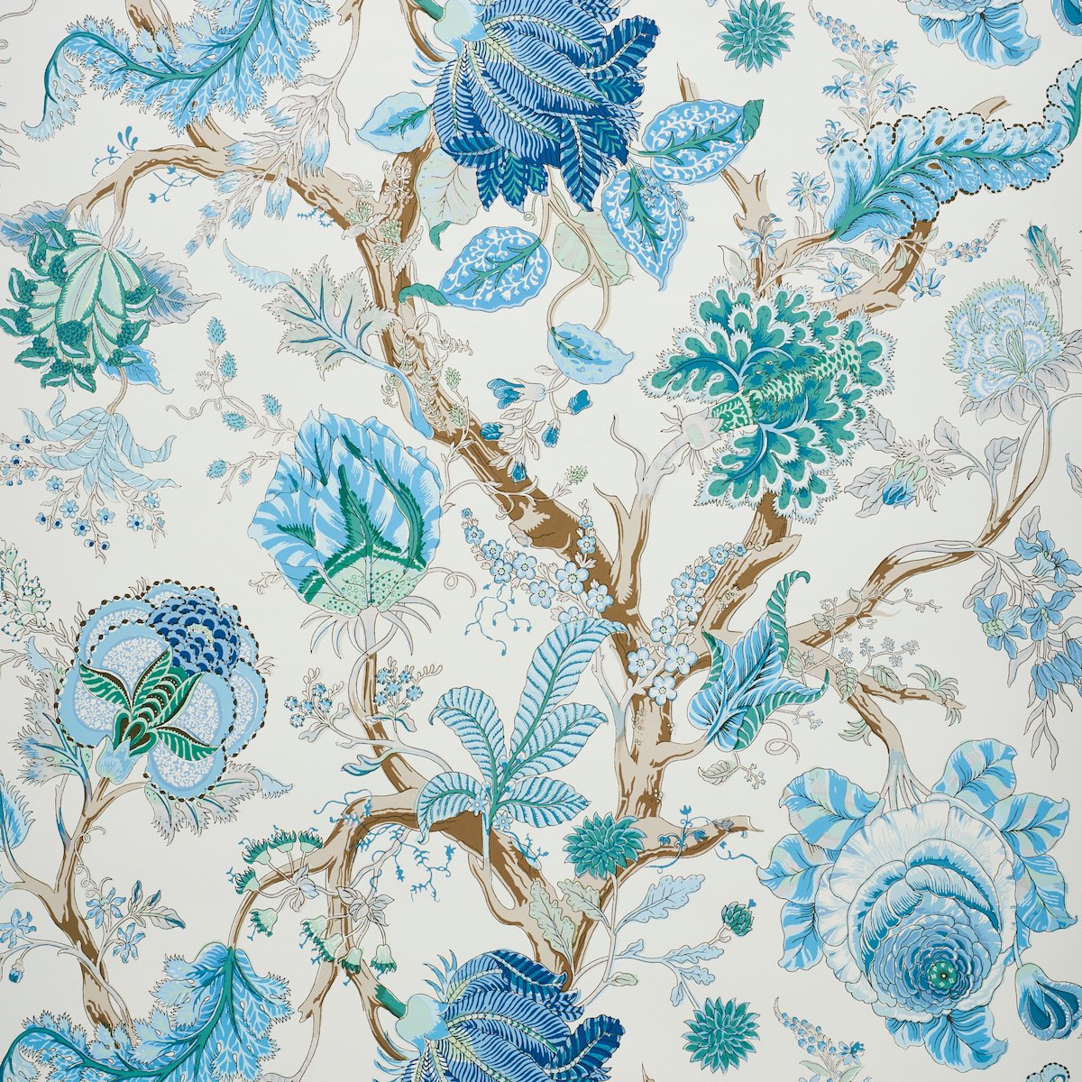 5010492.jpg INDIAN ARBRE PEACOCK & EMERALD Wallcovering by Schumacher Signature Schumacher Wallpaper SCH-5010492