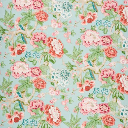 BERMUDA BLOSSOMS AQUA Wallcovering by Schumacher