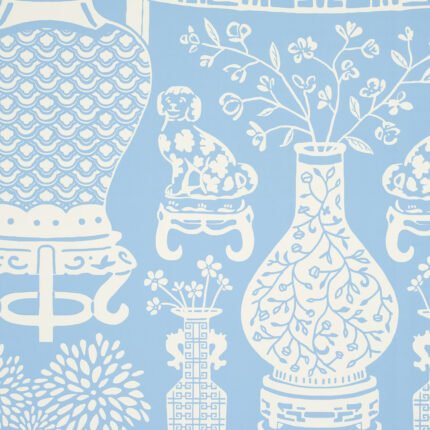 HELLENE SKY Wallcovering by Schumacher Preppy Chic Wallpaper SCH-5010551