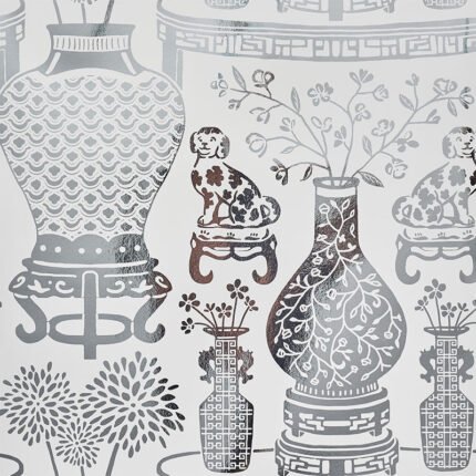 HELLENE MYLAR SILVER Wallcovering by Schumacher