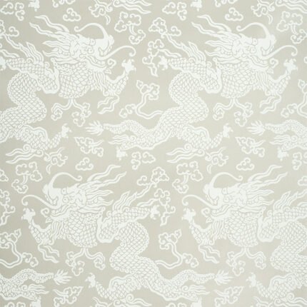 RUAN DRAGON DAMASK WARM SILVER Wallcovering by Schumacher