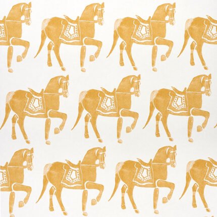 Marwari Horse MUSTARD Wallcovering by Schumacher Molly Mahon Wallpaper SCH-5011131