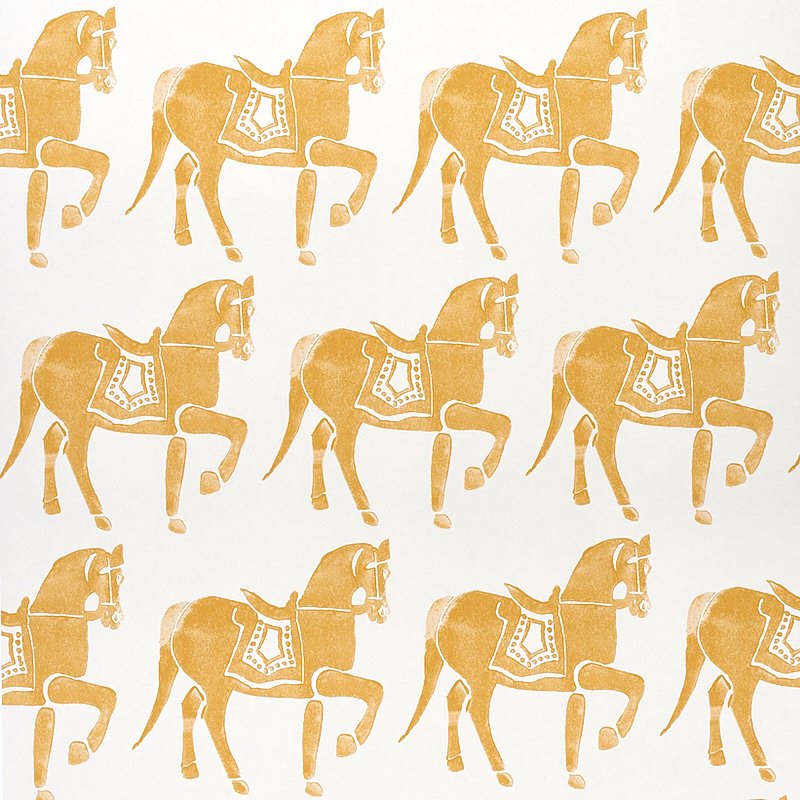 Marwari Horse MUSTARD Wallcovering by Schumacher Mustard
