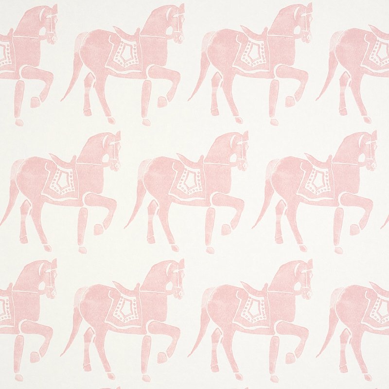 Marwari Horse PINK Wallcovering by Schumacher Pink