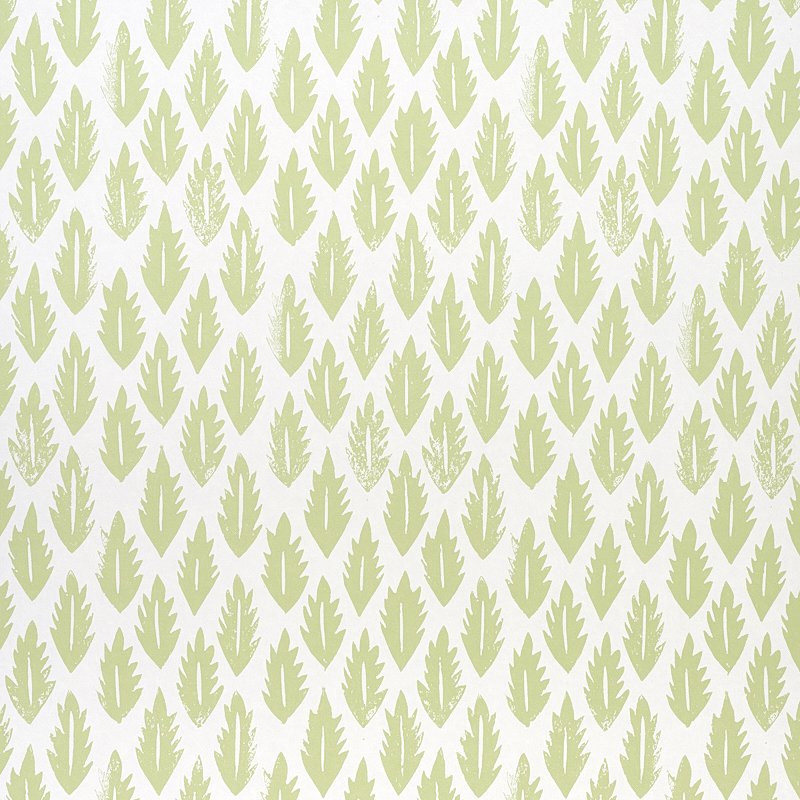 Leaf GRASS GREEN Wallcovering by Schumacher Grass Green