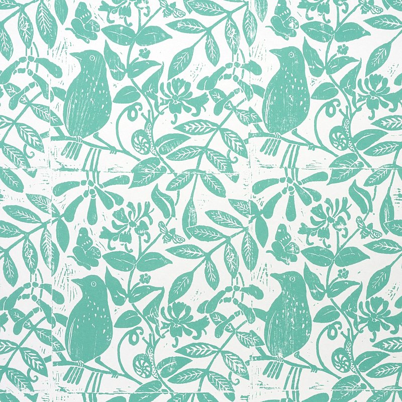 Bird & Bee SEAGLASS Wallcovering by Schumacher Seaglass